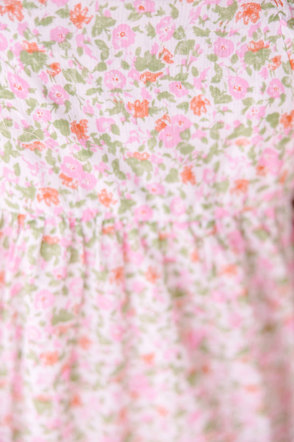 Girls: Make Your Day Pink Ditsy Floral Dress