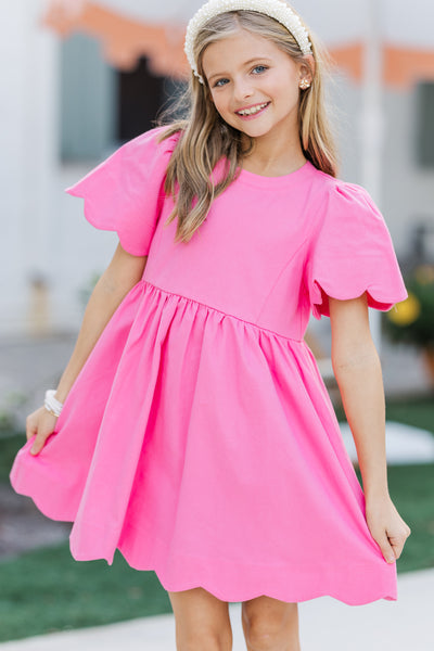 Girls: Time Goes By Pink Scalloped Dress Shop the Mint Girls: Time Goes By Pink Scalloped Dress Shop the Mint
