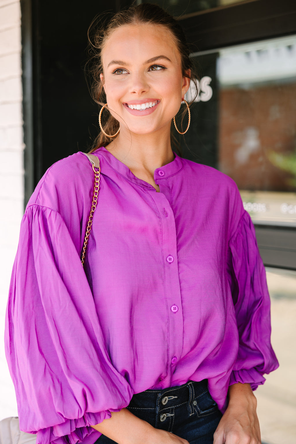 puff sleeve over blouse ＊ louren SALE - Morty Abstract Puff Sleeve Blouse – Liam & Company