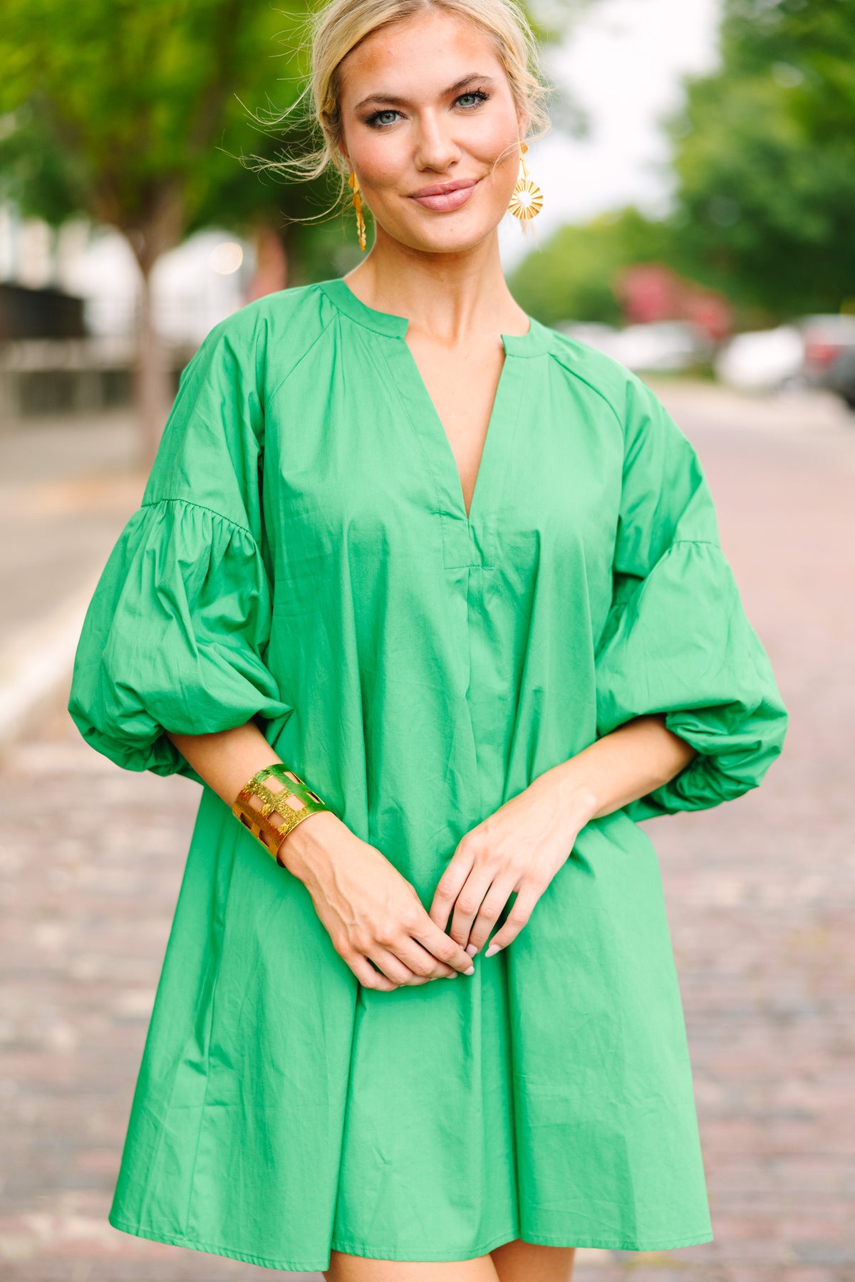 Sugarlips I Like The Way Kelly Green Bubble Sleeve Dress Shop The Mint