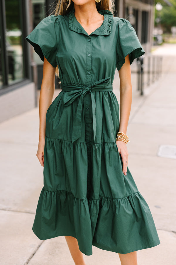 Sugarlips: Get What You Need Emerald Green Tiered Midi Dress