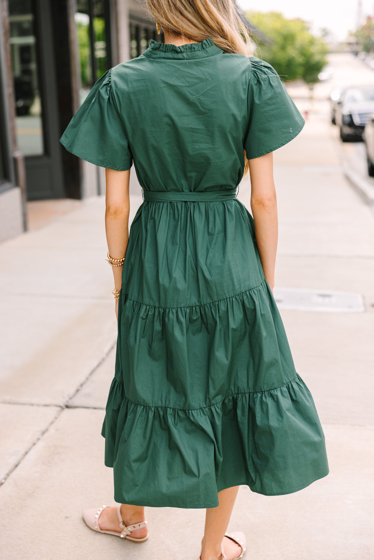 sugar free dress hunter green Sugarlips: Get What You Need Emerald Green Tiered Midi Dress – Shop the Mint
