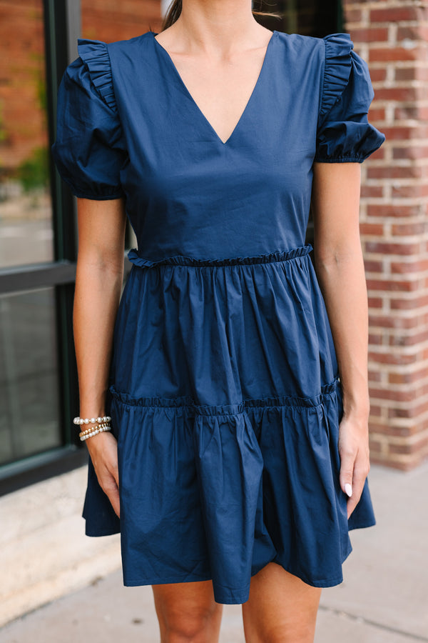 Sugarlips: Never Going Back Navy Blue Ruffled Dress