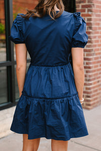 Sugarlips: Never Going Back Navy Blue Ruffled Dress
