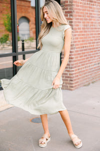 Learn From The Best Sage Green Smocked Dress