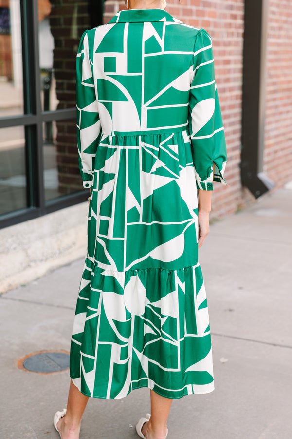 Just What You Love Green Abstract Midi Dress – Shop the Mint