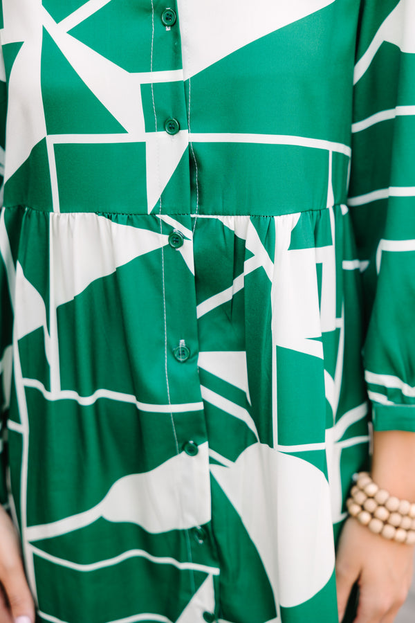 green abstract midi dress, green midi dresses for women, classic women's dresses