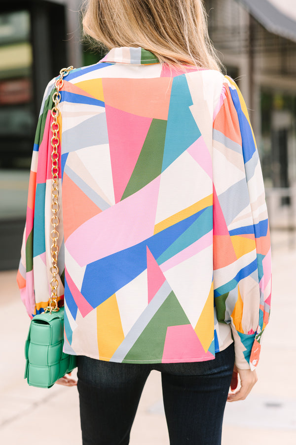 Fate: Can't Lose Pink Abstract Blouse