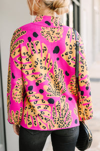 Fate: Dance Around It Fuchsia Pink Mixed Print Sweater