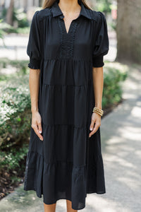 Looking For You Black Tiered Midi Dress