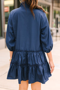 Longing For You Navy Blue Tiered Babydoll Dress