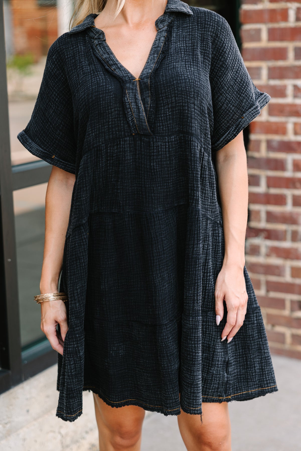 black dress cotton material Kyra Gauze | Midi Dress | Black - Boho Relaxed Fit Cotton LBD