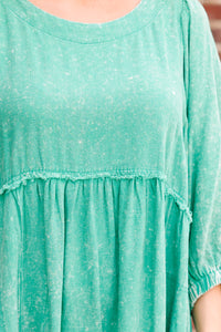 Taking It Easy Green Babydoll Dress