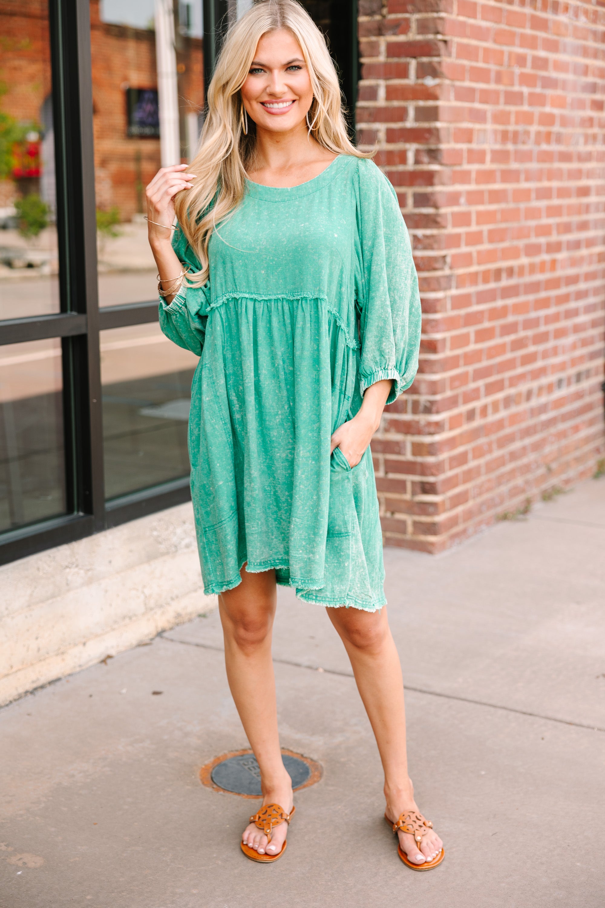 Taking It Easy Green Babydoll DressN N N N N Shop The Mint