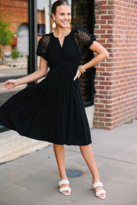 Feeing The Love Black Cotton Midi Dress