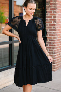 Feeing The Love Black Cotton Midi Dress