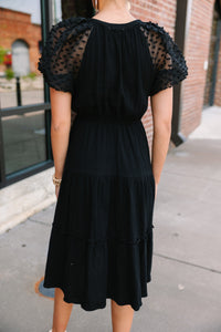 Feeing The Love Black Cotton Midi Dress