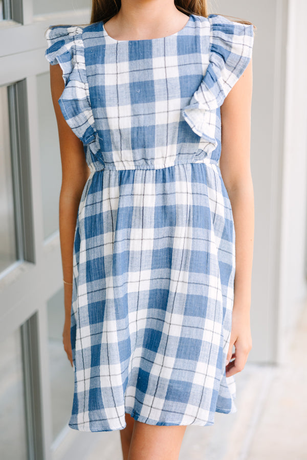 Girls: Out For The Day Blue Gingham Dress