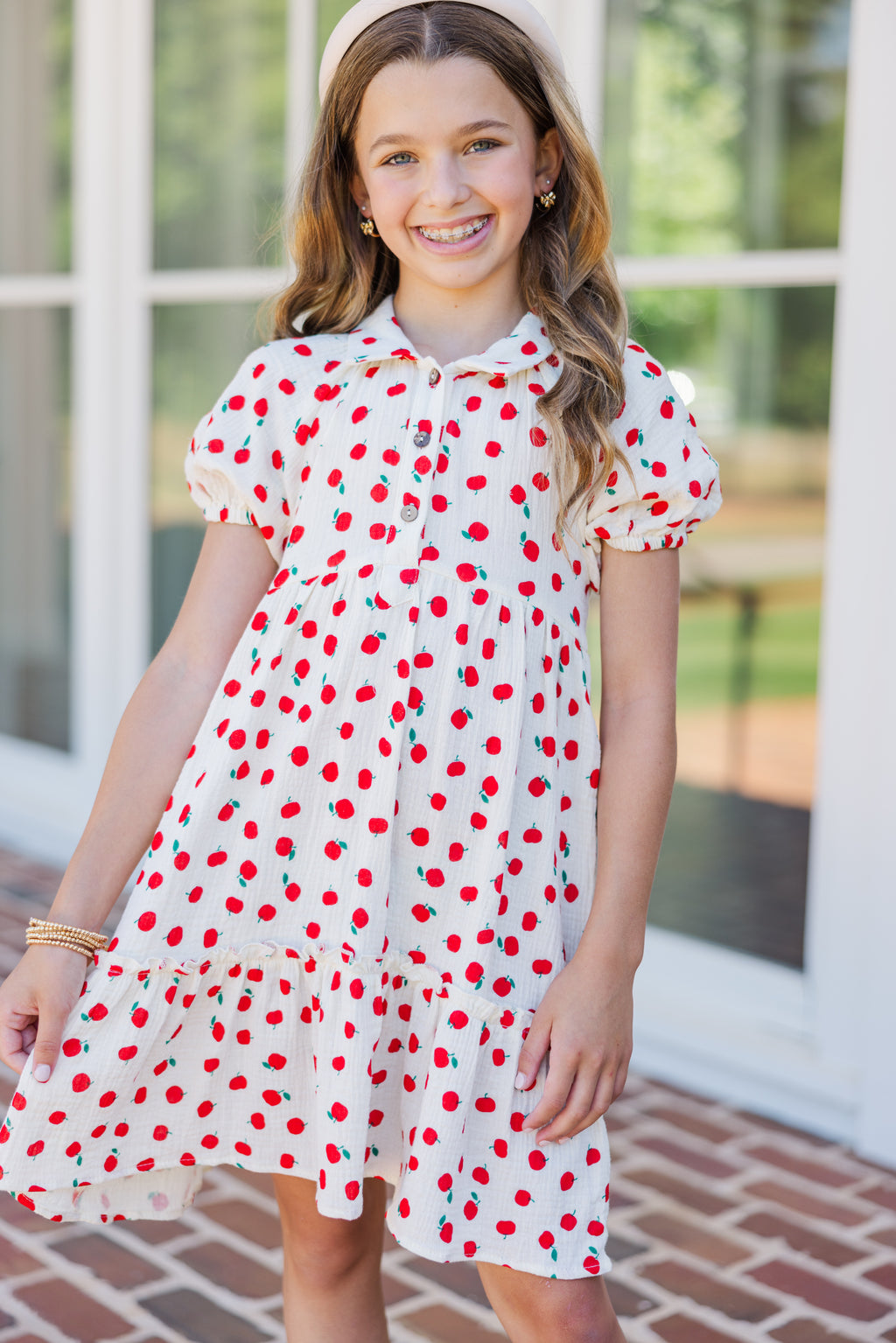 red teacher dress Girls: Teachers Pet Apple Print Sizes:18 dimensional floral wedding dress providing a comfortable and New Bride Wedding Shoes