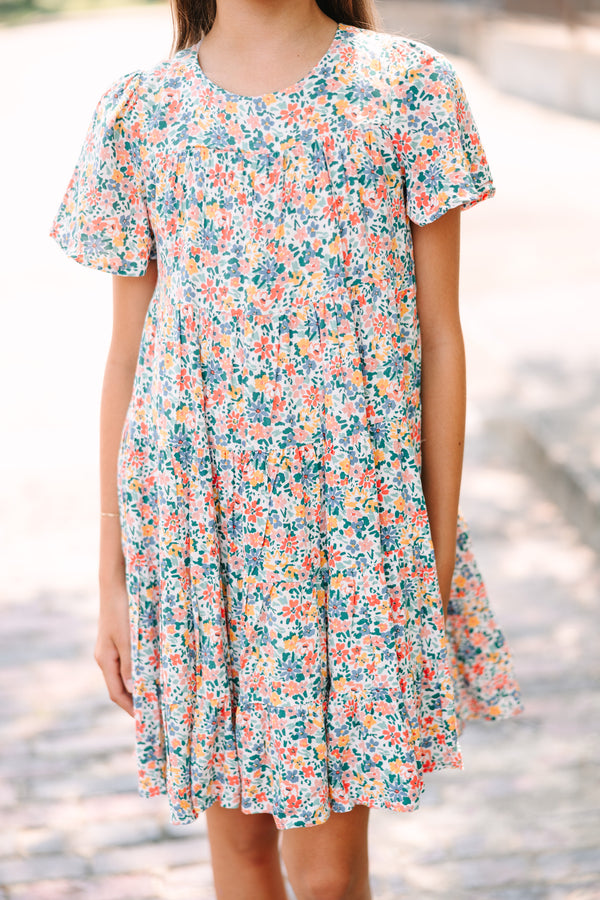 Girls: All The Joy White Ditsy Floral Dress