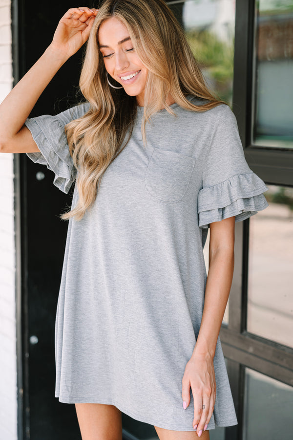 heather gray t shirt dress Run With It Heather Grey T-shirt Dress Shop the Mint