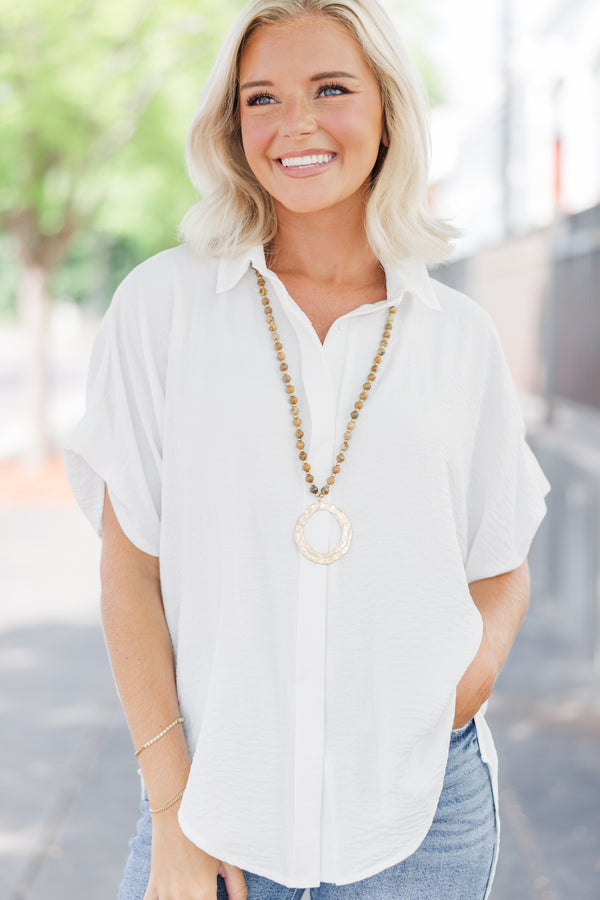 basic tops, white tops, button down tops, shop the mint