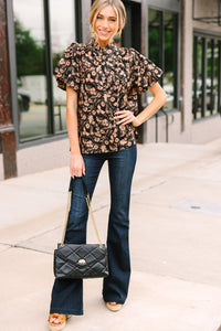 See You There Black Floral Blouse