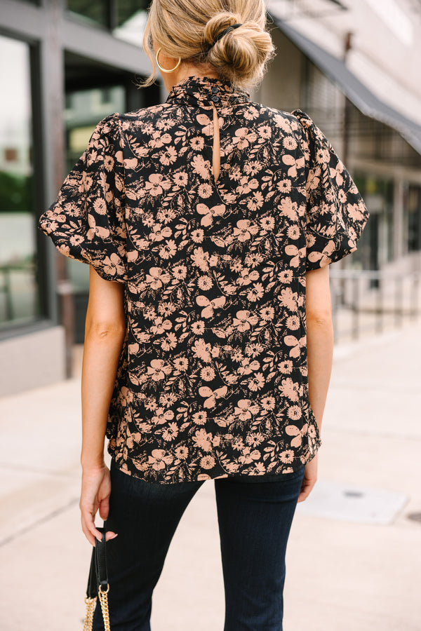 See You There Black Floral Blouse