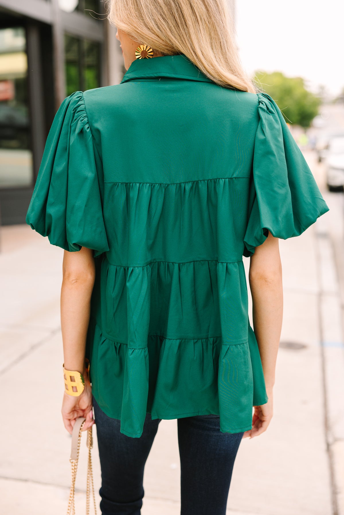 All For The Love Emerald Green Babydoll Top Shop the Mint