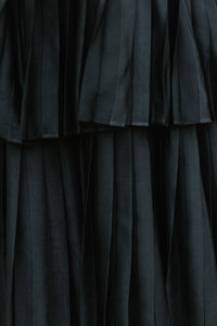 Around The World Black Pleated Maxi Dress
