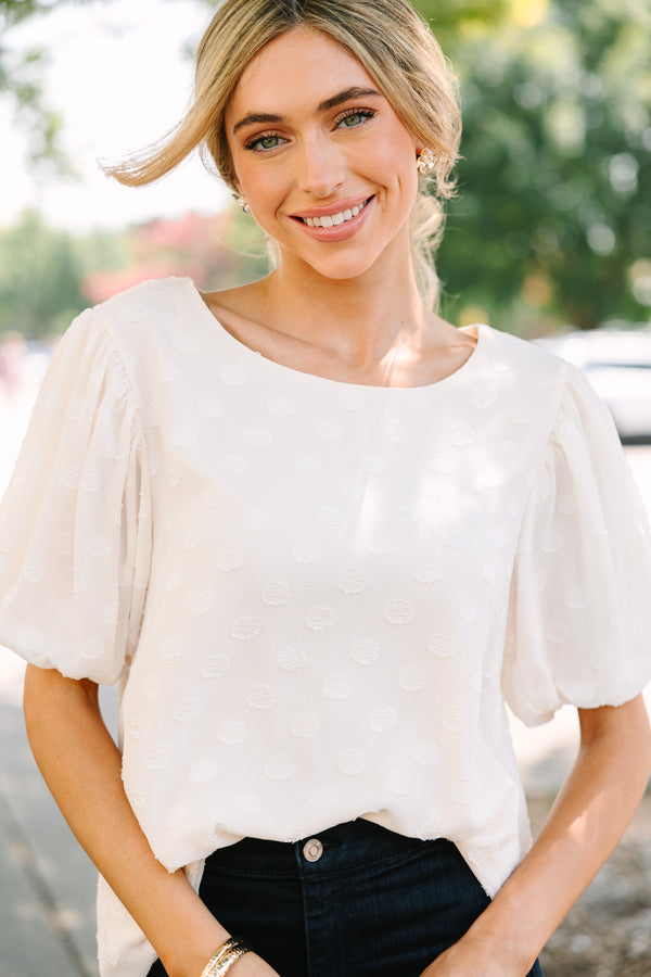 Look At You Shine Cream Textured Blouse