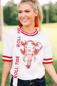 sequined detail sweater, crimson tide gameday sweater, alabama gameday sweater