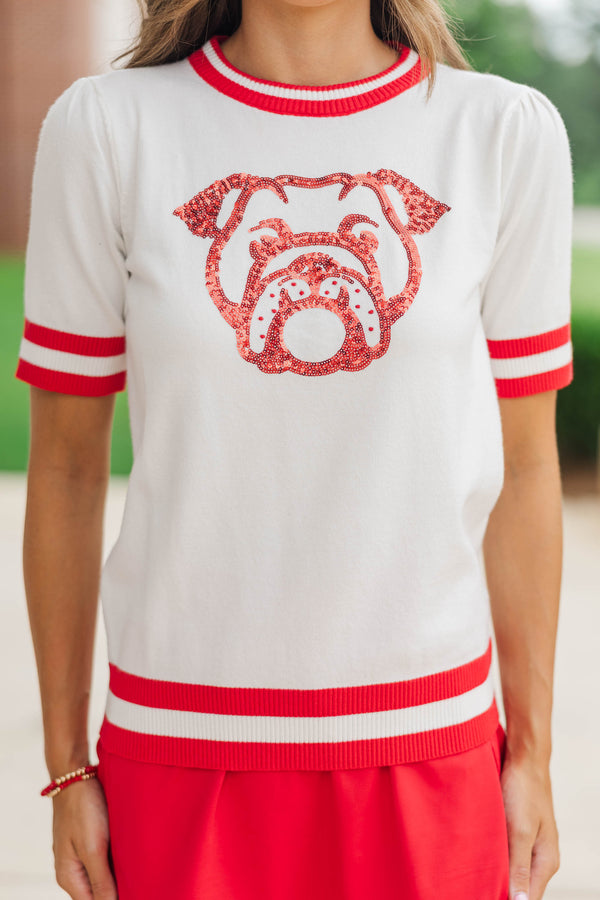 Stay In Character White/Red Bulldog Sweater