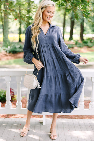 Take Your Pick Ash Blue Midi Dress Shop the Mint Take Your Pick Ash Blue Midi Dress Shop the Mint