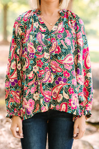 Change Your Mind Teal Blue Paisley Button Down Blouse