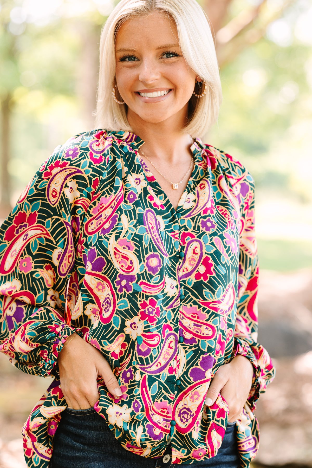 Change Your Mind Teal Blue Paisley Button Down Blouse – Shop the Mint