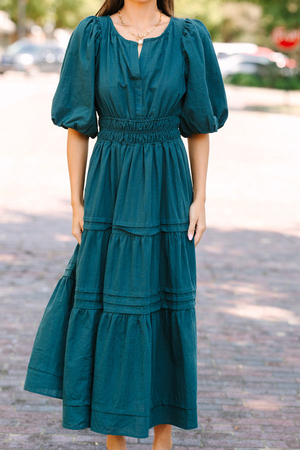 latest midi dress Green Cowl Neck Draped Midi Dress
