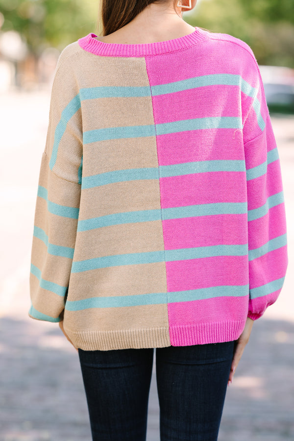 Ready For Anything Pink Striped Colorblock Sweater – Shop the Mint