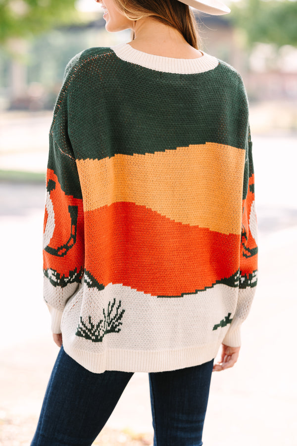 Heading Out West Olive Green Cactus Sweater