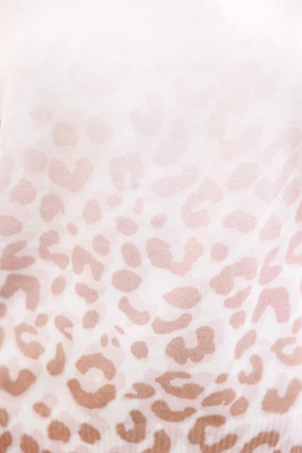 Fate: Ease On By Cream White Ombre Leopard Sweater