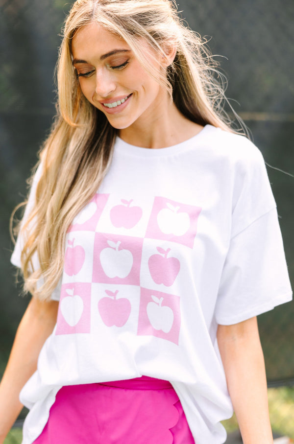 Back To School White Apple Graphic Tee