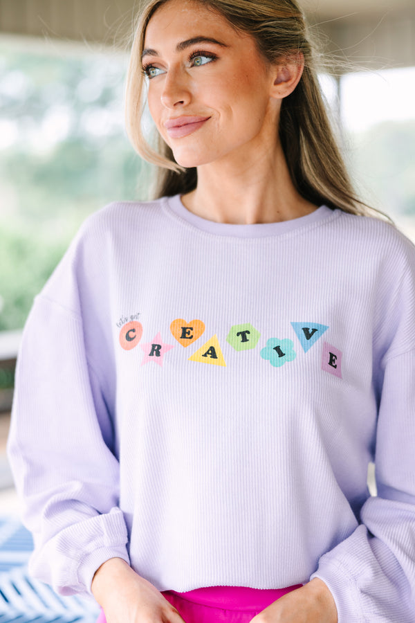 Let's Get Creative Lilac Purple Graphic Corded Sweatshirt