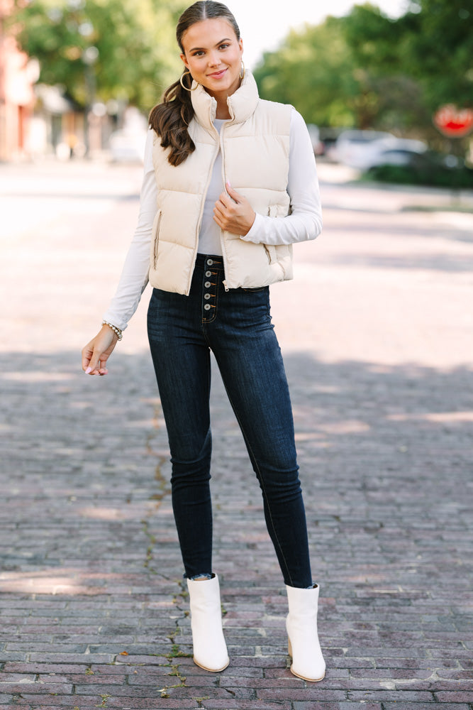 Eyes On You Taupe Brown Puffer Vest – Shop the Mint