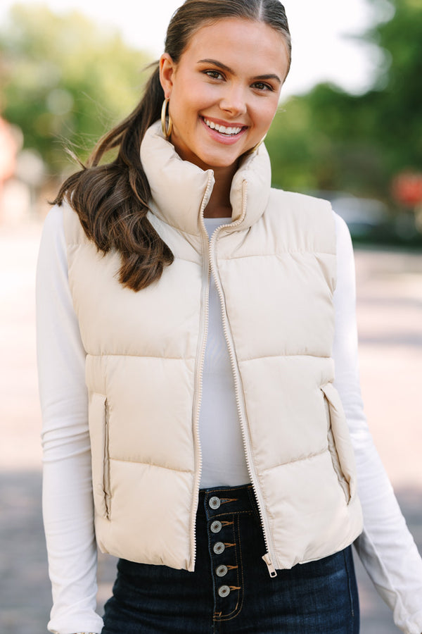 Eyes On You Taupe Brown Puffer Vest