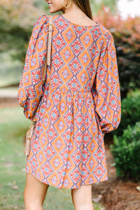 See You There Rust Orange Abstract Dress