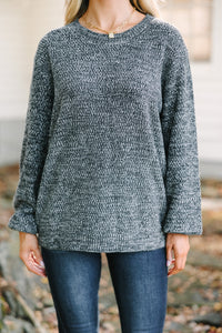 heathered sweaters, slouchy sweaters, casual sweaters for women, bubble sleeve sweaters