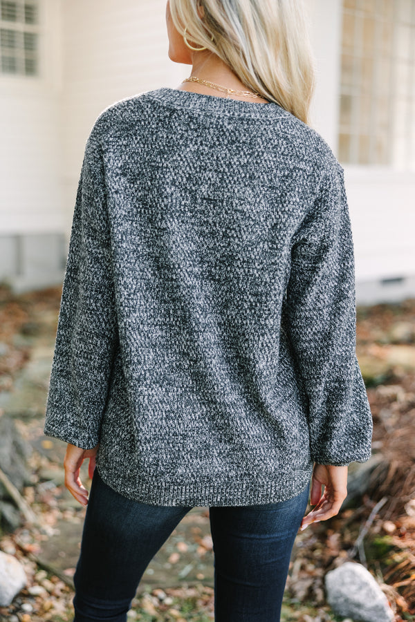 The Slouchy Black Bubble Sleeve Sweater