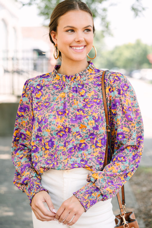 Can't Change Purple Ditsy Floral Blouse