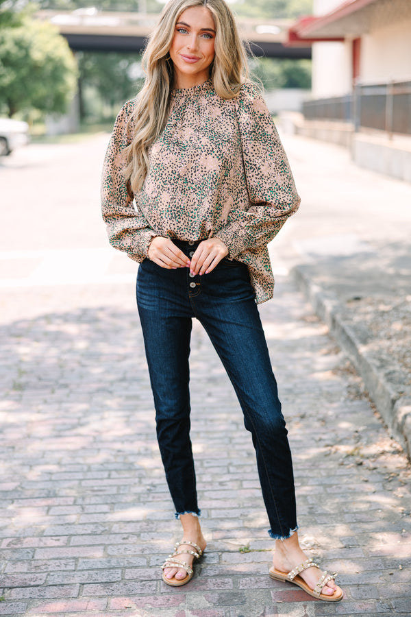 Can't Change Taupe Brown Leopard Blouse