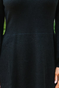 Catch Yourself Black Bubble Sleeve Sweater Dress